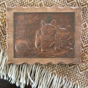 Vintage Copper Cat Plate Wall Art